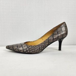 Nine West Grey Leather Pointed Toe Pumps Size 11